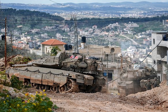 An Israeli tank deployed in the West Bank.
