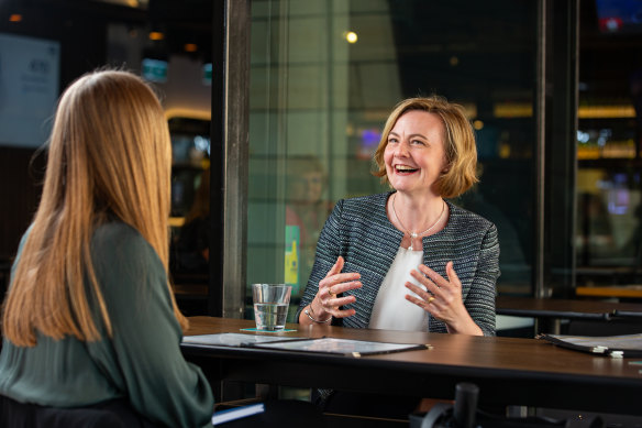 WA Auditor General, Caroline Spencer, during an interview with Jesinta Burton at The Shoe.