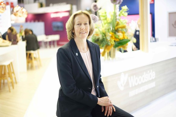 Woodside chief Meg O’Neill. The company handed out a fully franked $US1.44 a share dividend, bringing the payout to $US2.53 for the year.