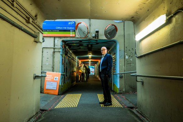 Victoria Walks executive officer Ben Rossiter at the Clifton Hill station underpass.