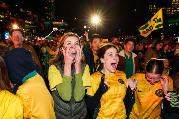 Matildas fans at a Sydney live site in August.