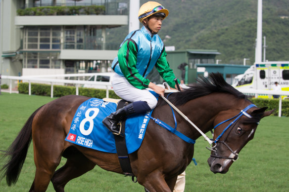 Vincent Ho aboard Sunshine Rising – then racing as Rise High – at Sha Tin in 2019.