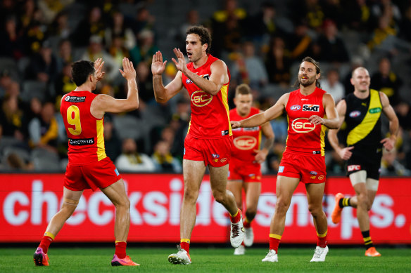 Ben King kicked four goals in Gold Coast’s win over the Tigers.