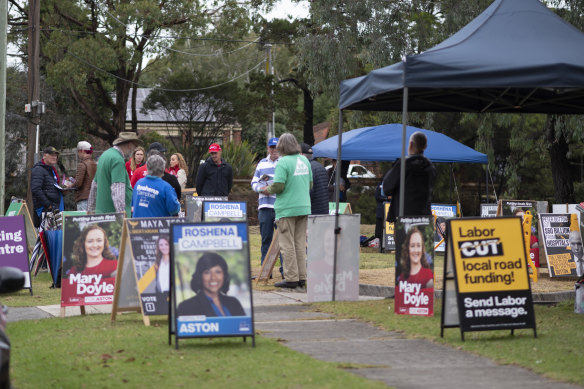 Federal MPs have inundated polling booths in Aston.