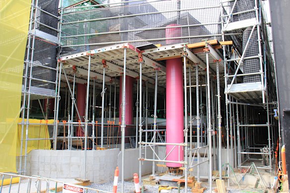 A sign outside Casamia on Thursday said the site was patrolled by guard dogs. 