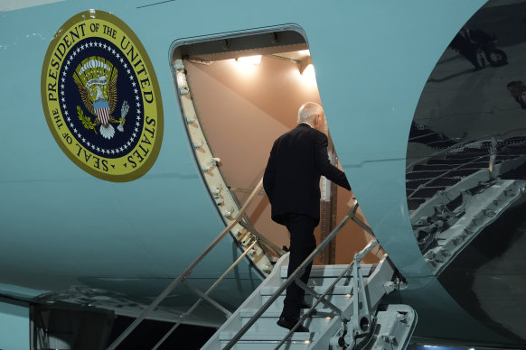 President Joe Biden boards Air Force One after the debate.