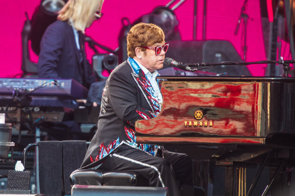 Elton John performs at AAMI Park on January 13, 2023.
