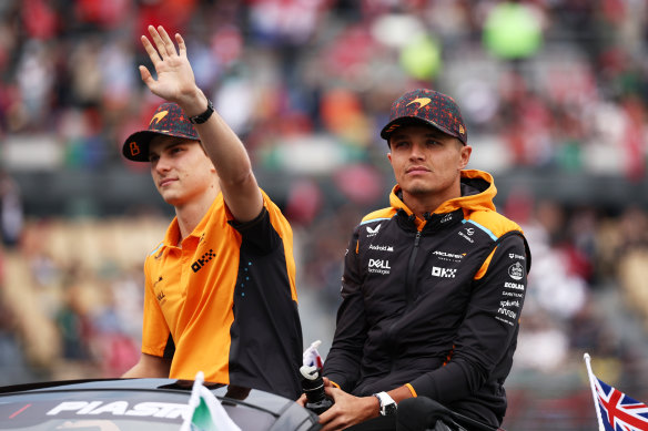 Piastri with teammate Lando Norris at the previous round in Mexico City.