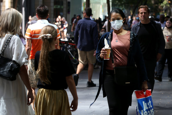 Pedestrians move through Pitt Street Mall on Friday.