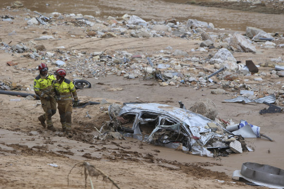 The aftermath of floods in Paiporta, near Valencia.