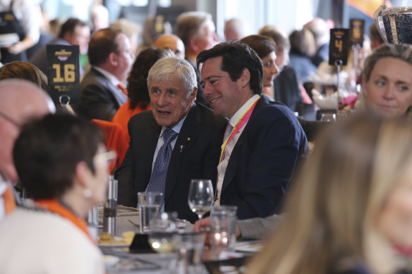 Tabcorp chief executive and established networker Gillon McLachlan (right) with Seven Network chairman and billionaire Kerry Stokes.