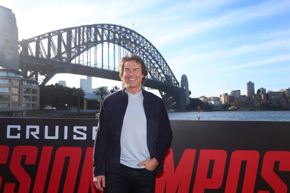 Tom Cruise promoting the latest Mission: Impossible movie in Sydney on Sunday.