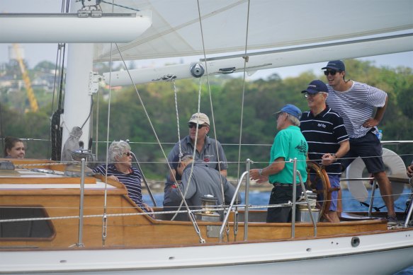 Malcolm Turnbull at the wheel of Southwinds during the Making Waves charity regatta earlier this year.