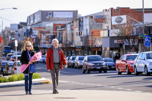 A general view of the shopping strip on Centre Road in Bentleigh. 