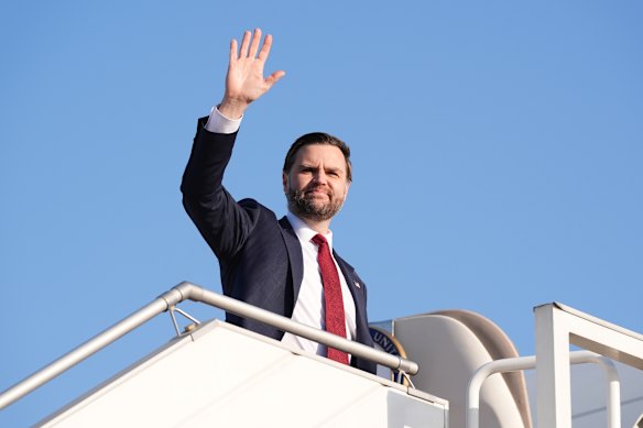 JD Vance boards Air Force Two after Islamabad negotiations.