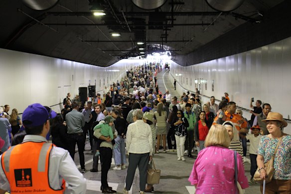 Thousands of people walked through the Adelaide Street tunnel beneath Brisbane’s CBD as it opened in September. 