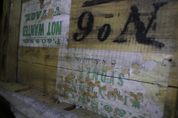 Shackleton’s signature on timber repurposed during his expedition to create a headboard for a bunk.