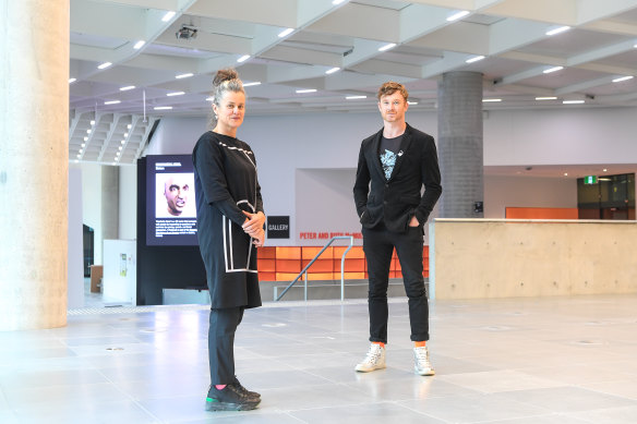 Rose Hiscock and Ryan Jefferies in the main exhibition hall of the new Science Gallery.