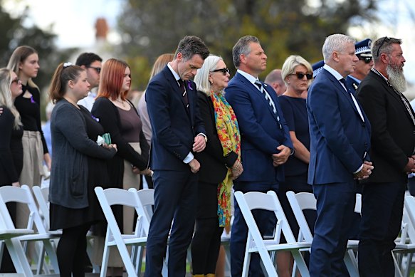 NSW Premier Chris Minns joins mourners at Ticehurst’s funeral in May 2024.
