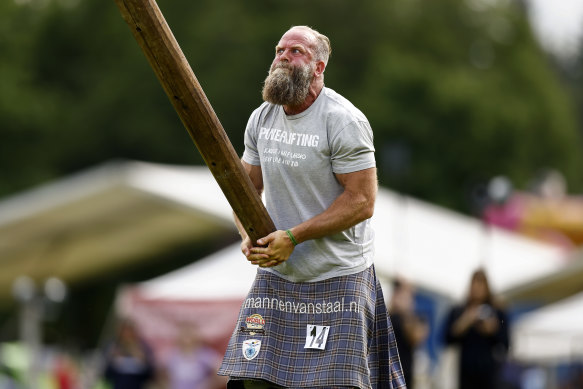 The caber toss is the highlight at the Highland Games.