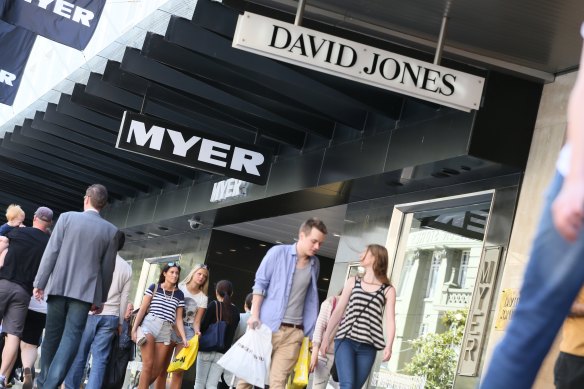 Myer and David Jones have been hit hard by the ongoing retail slump.