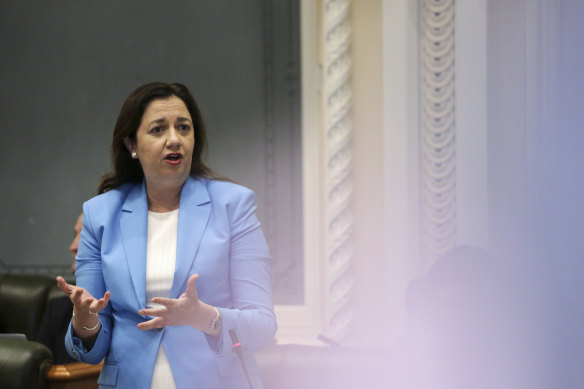 Premier Annastacia Palaszczuk in Parliament this week. She first confirmed the existence of the stacia1@bigpond.com account during a budget estimates hearing in December.