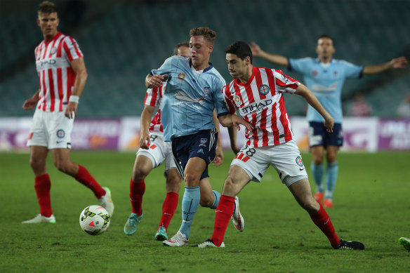 Nick Symeoy (right) went on to play a handful of A-League games for Melbourne City.