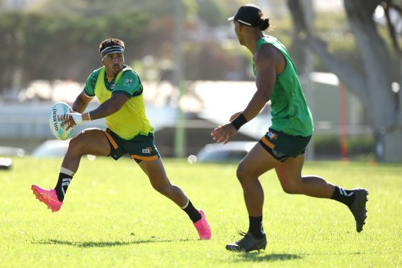 Aussie sevens star Maurice Longbottom at training in Perth this week.