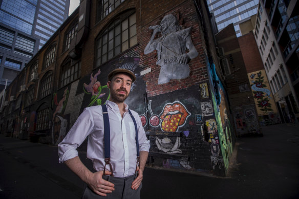 Taylor Beaumont-Whiteley runs his own walking tour business, Discovera, in Melbourne CBD. 
