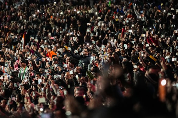 Crowd at Marvel Stadium during the visit of Indian Prime Minister Narendra Modi.
