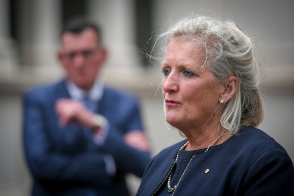 Mental health royal commission chair Penny Armytage released the report into Victoria’s mental health system with Daniel Andrews in 2021. 