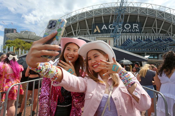 Swifties outside Sydney’s Accor Stadium before Swift’s show earlier this year.