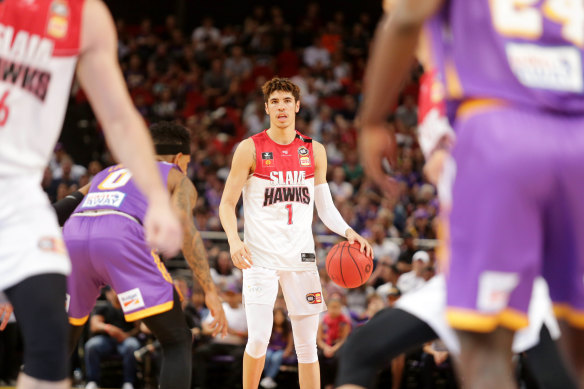 Future NBA star LaMelo Ball playing for the Illawarra Hawks in 2019, as part of the NBA’s next generation program.
