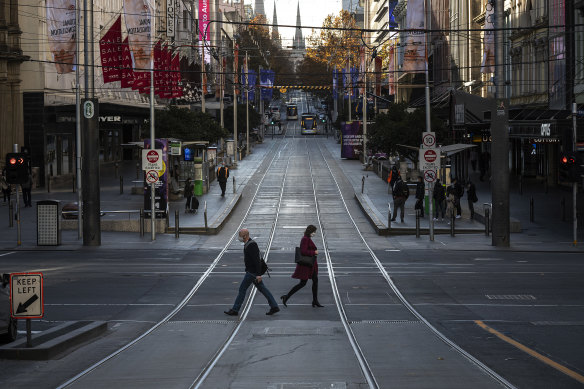 Melbourne’s city streets have been largely deserted during the lockdown.