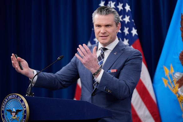 US Defence Secretary Pete Hegseth at the Pentagon briefing.