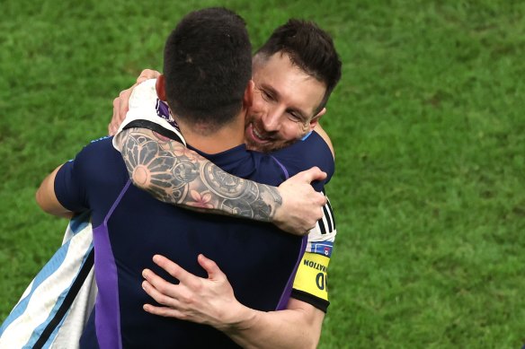 Argentina coach Lionel Scaloni with Lionel Messi.