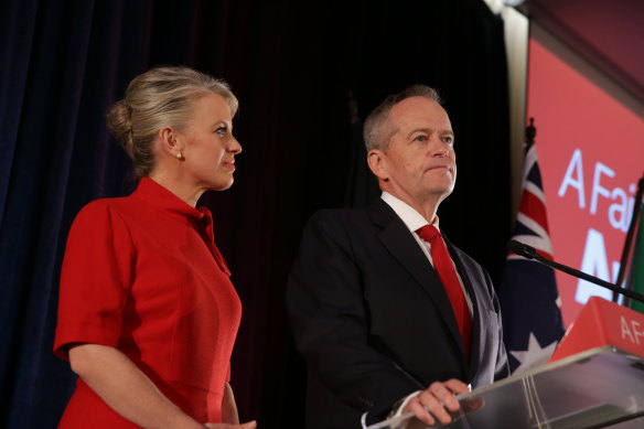 Bill Shorten and wife Chloe on the night of the 2019 election. Labor’s negative gearing and capital gains tax policies were critical issues.