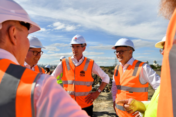 NSW Premier Dominic Perrottet and Prime Minister Anthony Albanese announce a $7.8 billion energy deal on Wednesday.