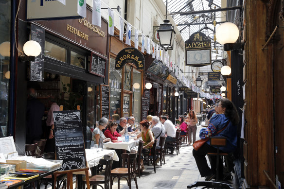 The Passage des Panoramas, the oldest covered passage in Paris, built in 1799.