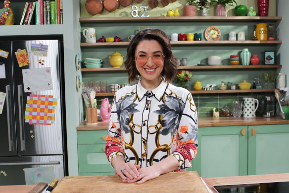 Alice Zaslavsky on set for <i>A Bite to Eat with Alice</i>.
