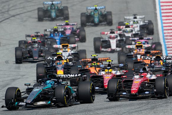 Mercedes driver George Russell leads the Austrian GP 