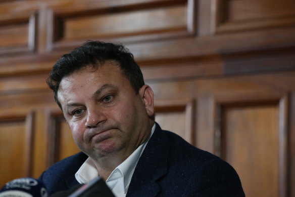 Eddie Hayson, speaking at a press conference in 2016, was the former owner of Stiletto.