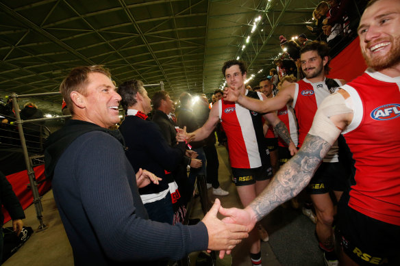 Shane Warne at a Saints match in 2019.