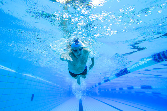 Pat Galvin training at the Harold Holt Swim Centre. 