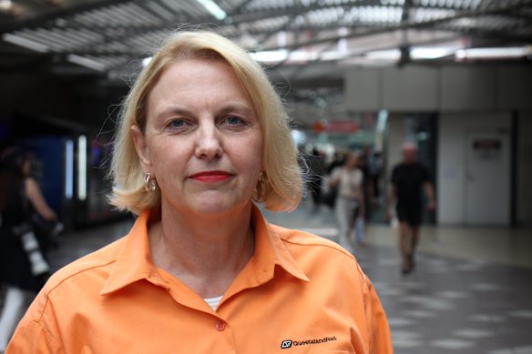 Queensland Rail chief executive Kat Stapleton at Central Station in Brisbane on Wednesday.