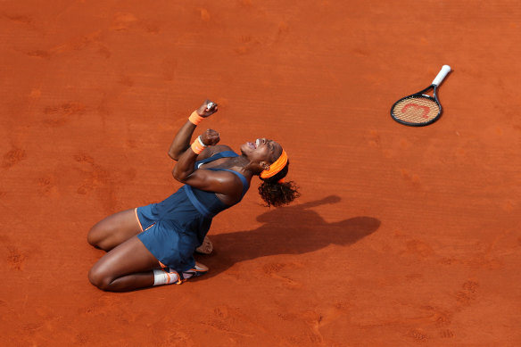 Williams cleans up on match point against Maria Sharapova to win the 2013 French Open.