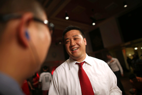 Canadian MP Han Dong at his election party in 2014.