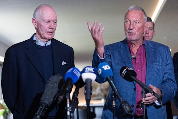 Ashes legends: Australian great Greg Chappell and former England star Ian Botham were in Melbourne on Tuesday.