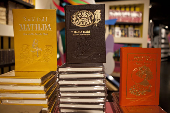 Roald Dahl books on display.