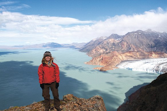 Lonely Planet editor Kerry Walker above Viedma Lake, Argentina.